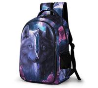 WECECE Students Wolf Print School Backpack Year 7-10, Boys Animal Wolve Motif Rucksack Ages 8-12 and 14 Year Olds, Girls Rucksack, Modern Stylish for School Trips and Outdoor
