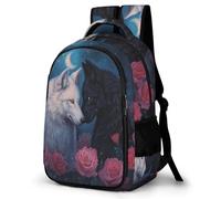 WECECE Students Wolve Print School Backpack Year 7-10, Boys Animal Wolf Motif Rucksack Ages 8-12 and 14 Year Olds, Girls Rucksack, Modern Stylish for School Trips and Outdoor