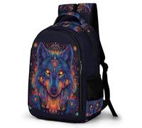 WECECE Students Wolves Design Back pack 10-16 Years Girls Backpack Boys Animal Wolf Rucksack for Secondary School Lightweight, Stylish and Durable for Outdoor Travel and Hiking