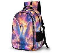 WECECE Swan Backpack for Boys Ages 8-12 Stylish Swan Colourful Bookbag Girls Secondary School Backpack Kids and Teens 16.5 Inch Laptop Rucksack Spring Outing