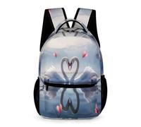 WECECE Swan Backpack Kids and Teens Ages 6-9 Years Primary Kids White Swan School Bag Year 1-4 Students Practical Daypack Book Bag 43x32x15cm for Day Trips Travel Books Notebooks