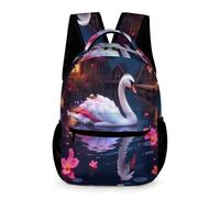 WECECE Swan Backpack Preschool Primary Kids for Boys 6-10 Years Animal Motif School Bag for Girls Year 1 Lightweight Printed Daypack Front Pocket Side Pockets Spring Outing Travel