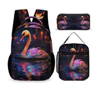 WECECE Swan Backpack School Supplies Bundle for Children 8-10 Years, White Swan Backpack with Pencil Case and Lunch Bag Year 7 for Boys Sports Clubs Holiday Travel and Daily Carry