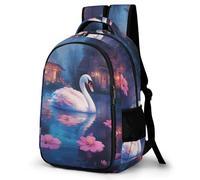 WECECE Swan Motif School Backpack for Middle School Boys Rucksack Animal Print Kids Bookbag Lightweight Back Pack Daily Daypack