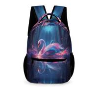 WECECE Swan Pattern Rucksack School Kids for Boys 6-10 Years Animal Print School Bag for Girls Years 1-2 with Front Pocket Backpack Daily Items Bottle Autumn Trip Daily Use