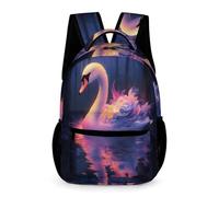 WECECE Swan School Bag Kids and Teens Ages 8-12 Years Primary Kids Animal Motif Backpack Year 3-7 Students Durable Rucksack Daypack 43x32x15cm for Day Trips Travel Books Notebooks