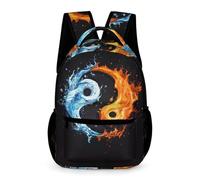 WECECE Tai Chi Theme School Backpack Girls Age 6 Primary Kids Water And Fire Book Bag Year 1 Boys Everyday Daypack Rucksack 43x32x15cm for Autumn Trip Outdoor Books Notebooks