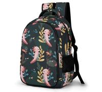 WECECE Teens Salamander Design Daypack for Boys Girls 10-16 Years 16.5 Inch Refrigerator Door School Bag Lightweight Durable Axolotl Back pack for Daily Travel Back to School Gift