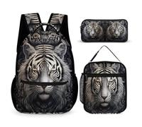WECECE Tiger Book Pack 3 Piece Set for Students Age 8, Animal Theme Book Pack School Supplies Bundle Year 4-6 for Primary Students School Journeys Learning Sessions and Holiday Travel