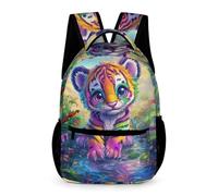 WECECE Tiger Daypack Children for Boys and Girls 7-11 Years Animal Tiger School Backpack Year 6 Primary Kids Lightweight Printed Backpack Books Stationery Bottle Class Daily Use