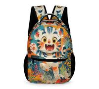 WECECE Tiger Motif Rucksack Young Students Ages 6-9 Years Primary Kids Animal Tiger Backpack Year 1-4 Boys Girls Practical School Bag 43x32x15cm for Study Travel Books Notebooks
