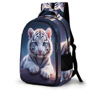 WECECE Tiger Pattern Rucksack for Students Age 7-11 Trendy Animal Tiger School Bag Boys Secondary School Bookbag Kids and Teens 11.6 Inch Laptop Backpack Spring Outing
