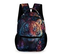 WECECE Tiger Print School Bag School Kids Ages 6-8 Years Primary Kids Animal Motif Rucksack Year 1-3 Students Large Backpack Bookbag 43x32x15cm for Birthday Gift Books Notebooks