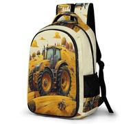 WECECE Tractor Motif Book Bag Fashion School Bag Boys 8-12 Year Olds Car Design School Backpack Kids Year 7 Bookbag for Students 15.6 Inch Laptop Backpack Spring Outing
