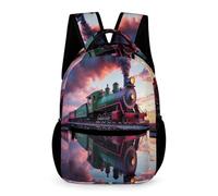 WECECE Train Rucksack Students for Boys 10-13 Years Colourful Railway School Bag for Girls Years 2-4 Primary Kids Lightweight Bookbag Books Stationery Bottle Class Daily Use