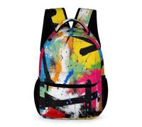 WECECE Trend Graffiti Motif School Backpack for Boys Age 8 Colourful Backpack for Girls Year 5 with Front Pocket Bookbag Books Water Bottle Travel Outdoor Daily Use