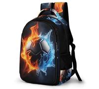 WECECE Water Fire Football Backpack, Lightweight Casual Rucksack Soccer for Women Girls Cute School Bag for Kids Teens Boys Travel