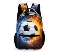 WECECE Water Fire Football Backpack School Kids for Boys Age 10 Soccer Bookbag for Girls Years 1-3 Primary Kids Lightweight Durable Daypack Daily Items School Trips Travel