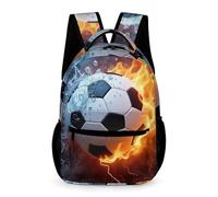 WECECE Water Fire Football Book Bag Children Age 12 Older Kids Soccer School Bag Year 7 Students Lightweight Backpack Daypack 43x32x15cm for Back to School Gift Books Notebooks