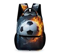 WECECE Water Fire Football Bookbag Nursery Primary Kids School Kids for Boys Girls Age 8 Soccer School Bag Year 1 Durable Backpack Books Bottle Umbrella Outdoor Day Trips