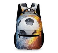WECECE Water Fire Soccer School Bag for Boys 7-11 Years Football Backpack for Girls Years 1-2 Durable with Side Pockets Bookbag Books Stationery Bottle School Trips Travel