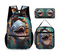 WECECE Whale Backpack School Supplies Bundle for Kids Age 6, 3D Animal Theme Schoolbag School Supplies Bundle Year 1-2 for Boys Camping Holidays Outdoor Activities and Learning Sessions