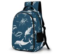 WECECE Whales Casual Daypack for Girls,Teens Elementary Marine Life School Backpack,Primary Book Bags for Teens