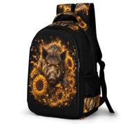 WECECE Wild Boar School Backpack for Students 9 Year Olds Stylish Pig Rucksack Boys Primary School Daypack Kids and Teens 16.5 Inch Laptop Backpack Spring Outing