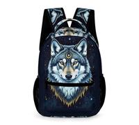 WECECE Wolf Backpack Preschool Primary Kids for Boys Age 8 Animal Wolves School Backpack for Girls Year 3 Durable with Side Pockets Daypack Books Bottle Umbrella Outdoor Day Trips