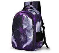 WECECE Wolf Couples Print School Bag Children 15 Year Olds Wolves Motif Daypack Teens Year 4 Lightweight Backpack for Teens 11.6 Inch Laptop Backpack Back to School Gift
