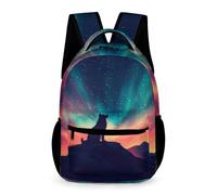 WECECE Wolf Design Daypack Kids for Boys Age 10 Animal Wolve Print Backpack for Girls Year 5 Lightweight School Bag Books Stationery Bottle Travel Outdoor Daily Use