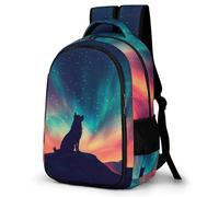 WECECE Wolf Design School Backpack Students Year 3-5 Animal Wolve Print Book Bag Boys Age 13 Fashion Backpack School Bag Students 13.3 Inch Laptop Rucksack Spring Outing