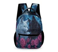 WECECE Wolf Design School Bag Kids Age 8 Primary Kids Animal Wolve Print Backpack Year 3 Teens Lightweight Rucksack Daypack 43x32x15cm for Outdoor Day Trips Books Notebooks