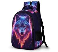 WECECE Wolf Motif Kids Backpack School, Boys Girl Animal Wolves Bag Primary School Canvas Rucksack, Holiday Travel Bookbag Outdoor Daypack for 9-16 Year Old