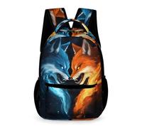 WECECE Wolf Pattern Backpack Girls Ages 10-13 Years Older Kids Animal Wolves School Bag Year 5-8 Boys Large Daypack Book Bag 43x32x15cm for Autumn Trip Outdoor Books Notebooks