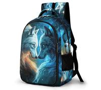 WECECE Wolf Pattern Rucksack Boys Age 10-16 Animal Wolves Backpack Kids Year 9 Cool School Backpack for Kids and Teens Spring Outing Spring Outing Autumn Trip Daily Use