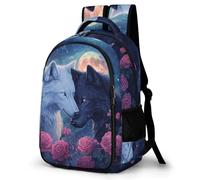 WECECE Wolf Pattern Rucksack Boys Age 10-16 Animal Wolves Backpack Kids Year 9 Cool School Backpack for Kids and Teens Spring Outing Spring Outing Autumn Trip Daily Use