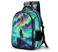 WECECE Wolf Print Backpack Students Age 15 Animal Wolve Motif Daypack Boys Year 4 Stylish School Backpack for Kids and Teens Spring Outing Modern School Travel Daily Use