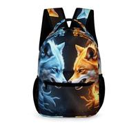 WECECE Wolf Print Daypack for Girls 6-12 Years Animal Wolves Backpack for Boys Year 5 Primary Kids Lightweight Durable Bookbag Front Pocket Side Pockets Back to School Gift