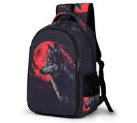 WECECE Wolf Print School Backpack Students Year 3-5 Animal Wolve Motif Book Bag Boys Age 13 Fashion Backpack School Bag Students 13.3 Inch Laptop Rucksack Spring Outing