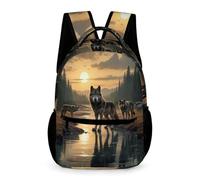 WECECE Wolf School Backpack Primary for Boys and Girls 10-13 Years Animal Wolves Rucksack Years 1-2 Kids Lightweight Durable Bookbag Books Stationery Bottle Autumn Trip Daily Use