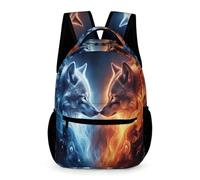 WECECE Wolf School Bag Children for Boys Girls 9-13 Years Animal Wolves School Backpack Years 2-5 Primary Kids Lightweight Rucksack Front Pocket Side Pockets Autumn Trip Daily Use