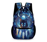 WECECE Wolves Backpack Kindergarten to Primary Kids for Girls 8-12 Years Wolf Dreamcatcher Rucksack for Boys Year 5 Lightweight School Bag Books Water Bottle Class Daily Use