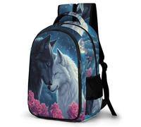 WECECE Wolves Couples Book Bag Girls 12-16 Year Olds Animal Wolf Design Rucksack Teens Year 6-8 Durable Daypack for Kids and Teens Daily Use Hiking Day Trips Birthday Gift