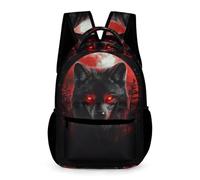 WECECE Wolves Moon School Bag Students for Boys Age 8 Full Moon Wolf Rucksack for Girls Year 5 Primary Kids Lightweight Daypack Front Pocket Side Pockets Outdoor Day Trips