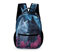 WECECE Wolves Motif Rucksack Boys Girls Age 7 Primary Kids Animal Wolf Pattern Backpack Year 2 Students Modern School Bag 43x32x15cm for Travel Daily Use Books Notebooks