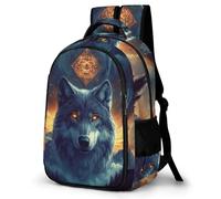 WECECE Wolves Print Backpack, Lightweight Casual Rucksack Animal Wolf for Women Girls Cute School Bag for Kids Teens Boys Travel