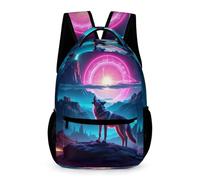 WECECE Wolves Print Daypack Children for Boys Girls 9-13 Years Animal Wolf Backpack Years 2-4 Primary Kids Durable Daily Rucksack Front Pocket Side Pockets Outdoor Day Trips