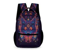 WECECE Wolves Print Rucksack for Students for Boys Girls 8-11 Years Animal Wolf Daypack Years 4-6 Primary Kids Lightweight Bookbag Front Pocket Side Pockets Class Daily Use