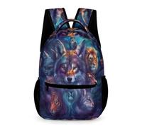 WECECE Wolves Tiger Backpack Primary for Boys Age 6 Animal Wolf Bookbag for Girls Year 4 Lightweight with Side Pockets Daypack Books Stationery Bottle Autumn Trip Daily Use